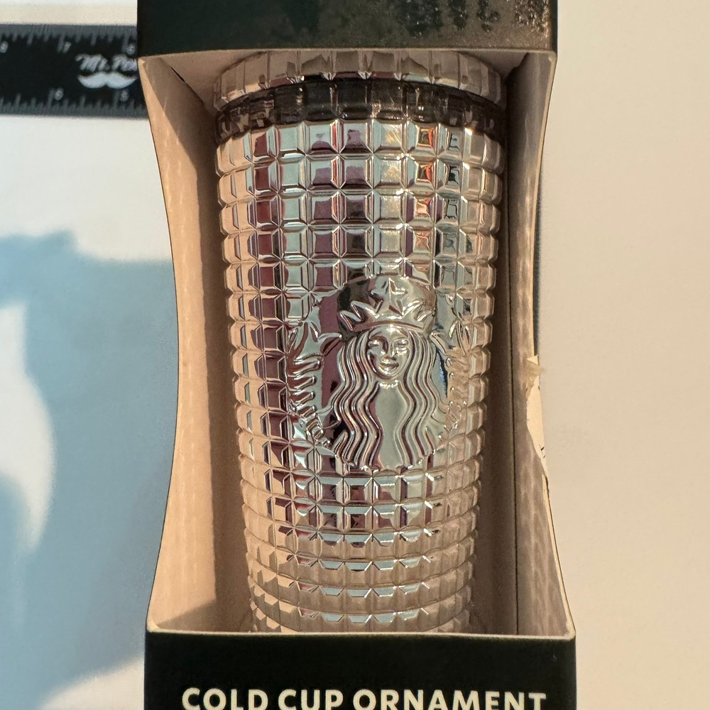 Starbucks Silver Cold Cup Ornament Keychain Collectible Holiday Gift